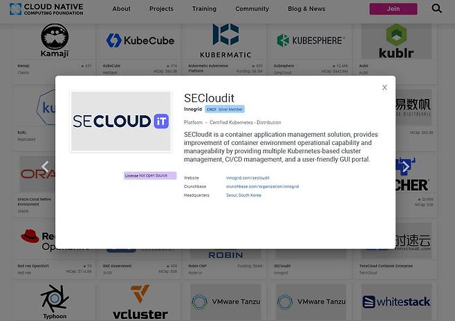 이노그리드 ‘SE클라우드잇’, CNCF 쿠버네티스 적합성 인증 획득./ 이노그리드 제공