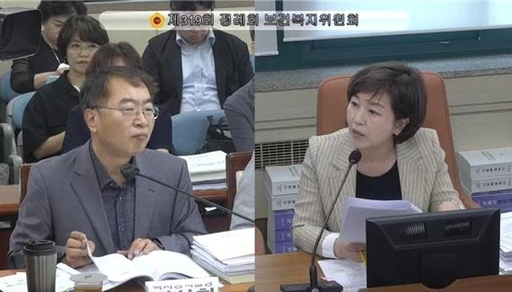 제319회 정례회 복지정책실 보고에서 질의중인 김경 의원