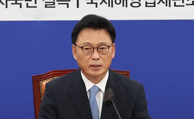 박광온 더불어민주당 원내대표가 6일 오전 서울 여의도 국회에서 열린 정책조정회의에서 발언하고 있다. ⓒ연합뉴스