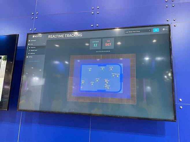 코엑스에서 열린 ‘2023 디지털 유통대전’에서 시연된 넥스트페이먼츠의 유동 인구 분석 솔루션