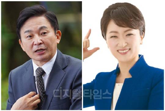 원희룡(왼쪽) 국토교통부 장관과 이언주 전 국회의원. <디지털타임스 DB>