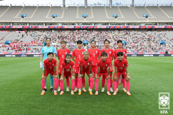 아이티전에 나선 여자 축구대표팀.(사진=KFA)