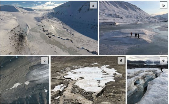 노르웨이 스발바르 제도 곳곳에서 관찰되는 빙하 녹음 현장. [자료: Nature Geoscience, 2023]