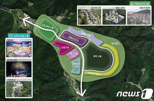 대구시는 10일 신공항이 들어서는 군위군에 골프장, 호텔, 리조트, 타운하우스 등을 갖춘 복합휴양단지를 조성할 계획이다.(대구시 제공)