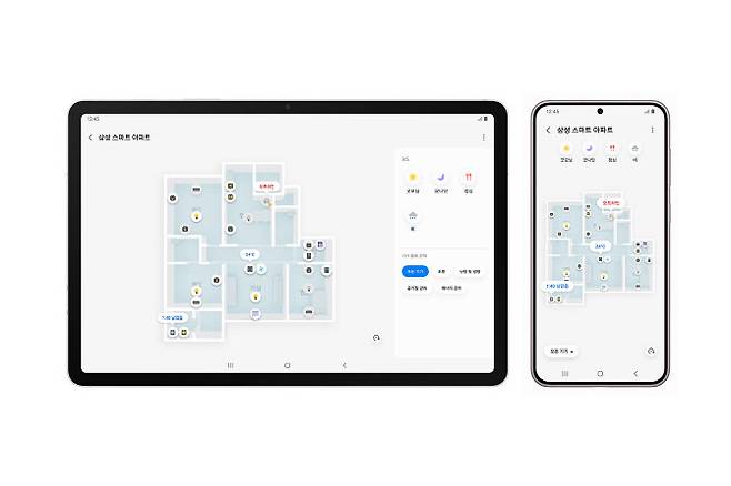 맵 뷰 기반 스마트싱스 홈 IoT 솔루션이 적용된 실제 화면. (사진=삼성전자)