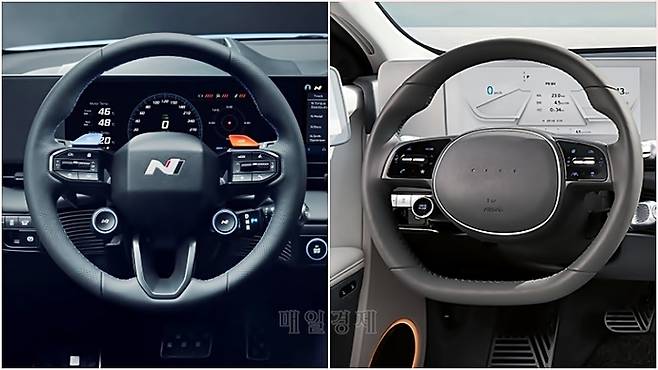 아이오닉5 N(왼쪽)과 아이오닉5 스티어링휠 비교 [사진출처=현대차]