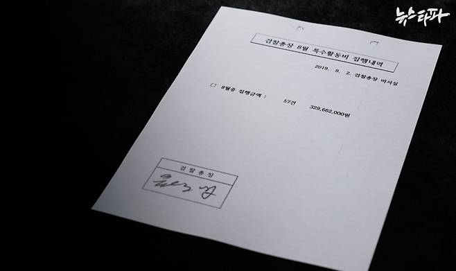 ▲ 뉴스타파가 최초로 확인한 ‘검찰총장 몫 특수활동비’의 장부