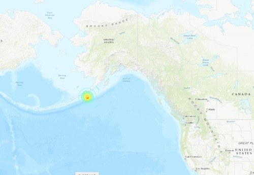 "알래스카 반도 인근서 규모 7.3 강진"<USGS> [미국지질조사국(USGS) 홈페이지 캡처=연합뉴스] [2023.07.16 송고]