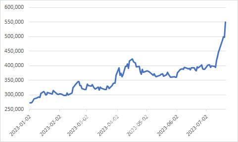 포스코홀딩스의 올해 주가 추이[출처:마켓포인트]