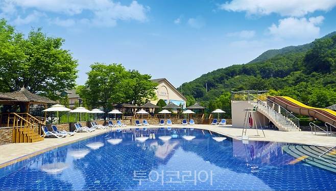 오크밸리 리조트 야외 수영장 전경