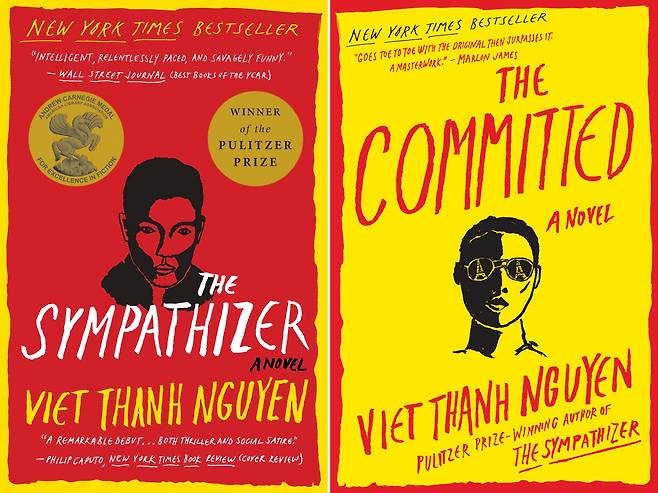 "The Sympathizer" (left) and "The Committed" by Viet Thanh Nguyen (Grove Press)