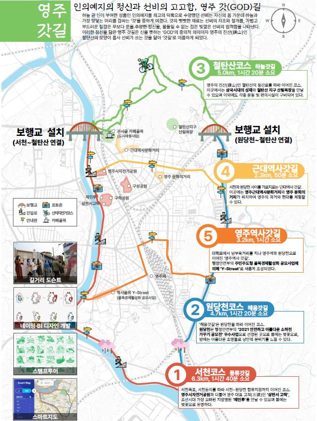 영주시가지 일주 보행로길 '영주 갓(GOD)길' 설치 노선도./사진제공=영주시