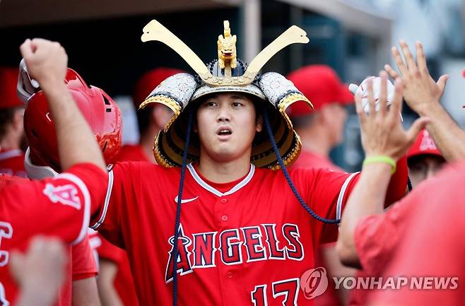 세리머니 하는 오타니 [AFP/게티이미지=연합뉴스]