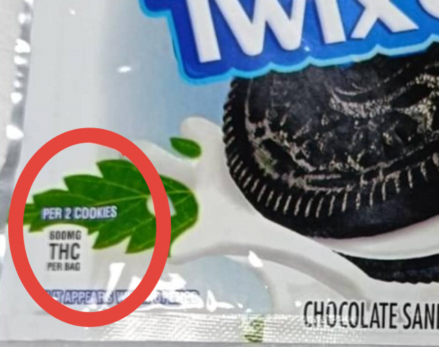 태국에 밀반입 된 것으로 추정되는 과자. 대마 성분이 함유됐다는 표시가 있다. [사진 출처=페이스북 캡처]