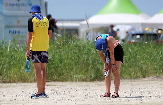 8월3일 새만금 세계스카우트잼버리대회. 연일 폭염이 계속된 가운데 온열환자가 속출하고 있다. /김영근 기자