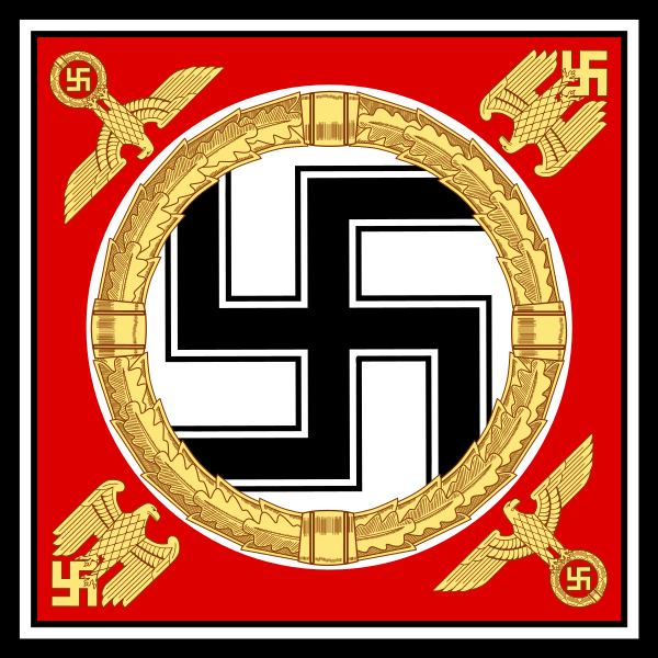 아돌프 히틀러의 기. 로마제국의 상징물인 독수리가 그려져 있다.