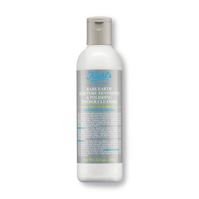 키엘 레어 어스 모공 파우더 클렌저 - 아마존 화이트 클레이가 모공 속 노폐물과 과잉 피지를 흡착해 매끈하고 보송한 피부로 만드는 가루형 클렌저. 100g 4만 9천 원.