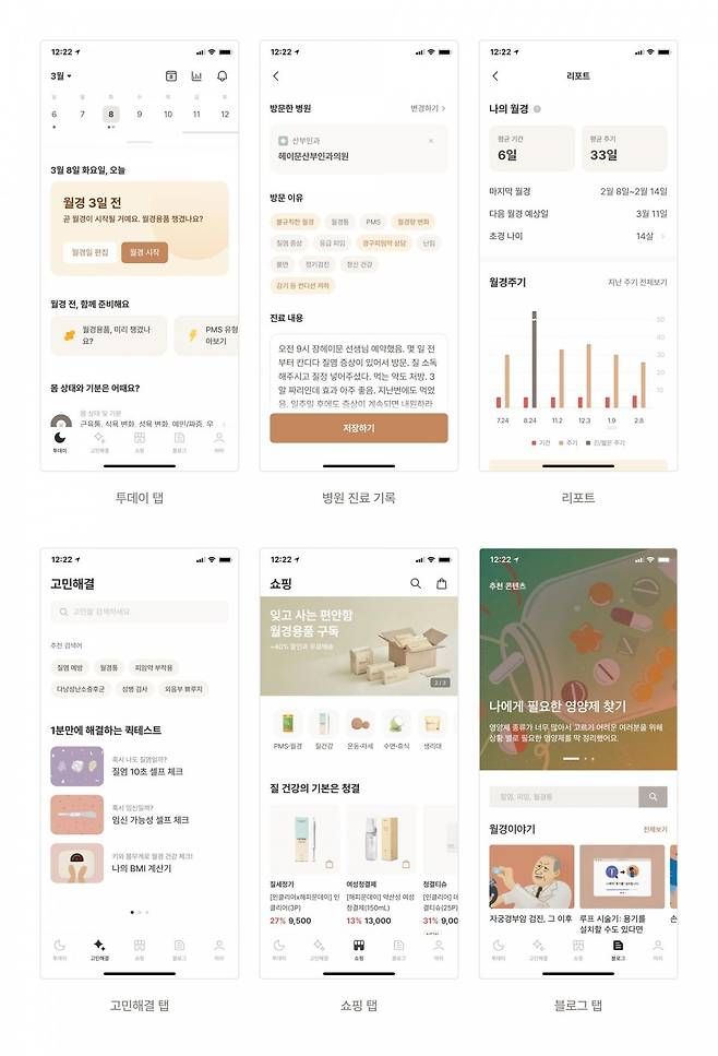 헤이문에서는 해피문데이가 제공하는 정기 구독 서비스, 월경 주기 관리, 여성 건강 콘텐츠 등을 한번에 확인할 수 있다_출처 : 해피문데이