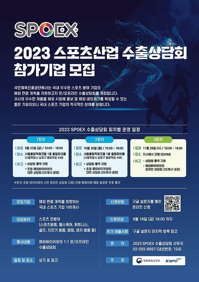 SPOEX 스포츠산업 수출상담회 참가 기업 모집(KSPO 제공)