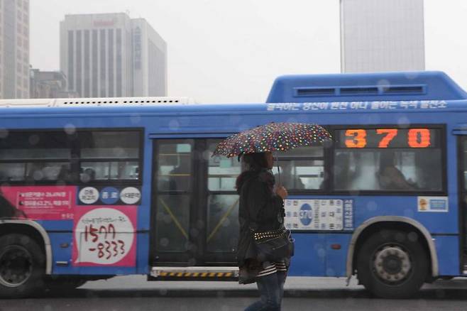 같은 날 서울 광화문에는 이런 비가 내렸다. ⓒ허영한