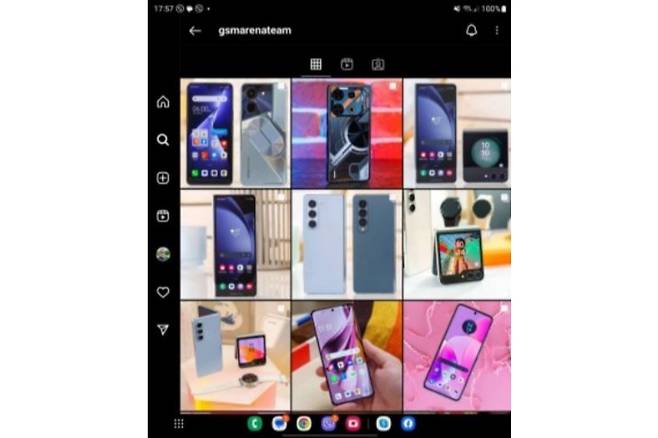 갤럭시 Z 폴드 5에 적용된 인스타그램의 새 사용자 인터페이스(UI). [GSMARENA 홈페이지 캡처]