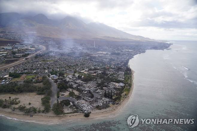 하와이 마우이섬 산불 피해 지역 모습 [AP=연합뉴스. 재판매 및 DB 금지]