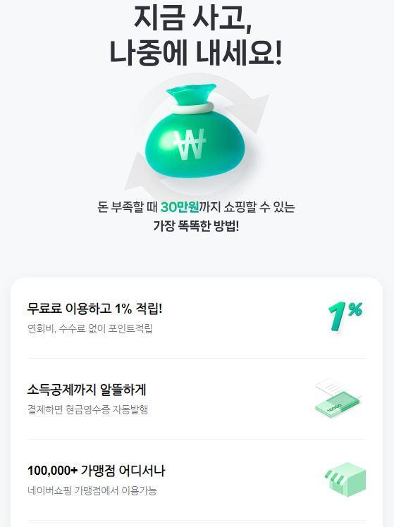 네이버파이낸셜 후불결제 서비스 화면. 네이버 캡처