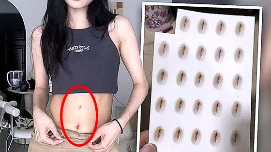 최근 중국에서 유행하고 있는 '가짜 배꼽' 스티커. SCMP, QQ닷컴 홈페이지 캡처