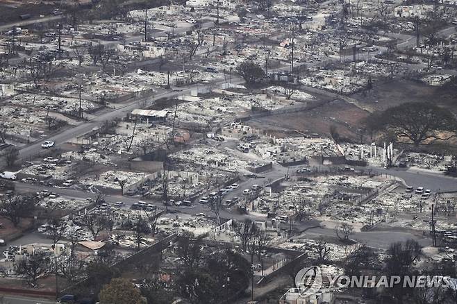 하와이 마우이섬에서 산불이 휩쓸고 간 라하이나 마을 현장. [사진출처=연합뉴스]