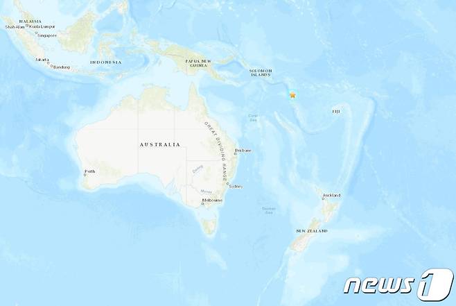 호주 인근의 태평양 섬국가 바누아투의 솔라 지역 서쪽 해상에서 16일(현지시간) 규모 6.5의 지진이 발생했다고 미 지질조사국(USGS)가 밝혔다. 202308.16/뉴스1(USGS 홈페이지 갈무리)