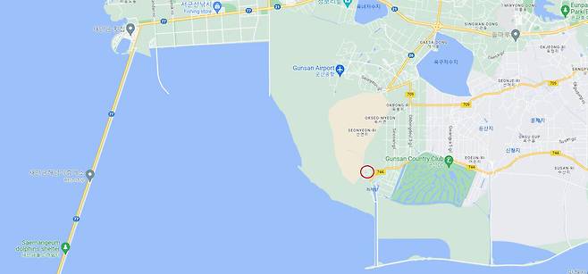 붉은색 동그라미가 하제마을. 구글 지도 갈무리