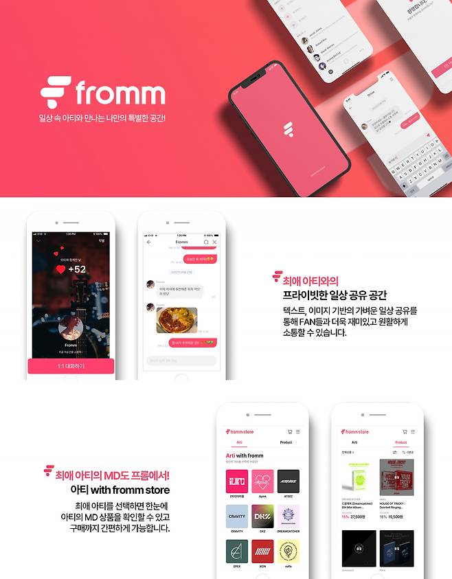 프라이빗 메시지 구독 서비스 프롬엔 K-팝 그룹과 배우를 비롯해 작사가, 힙합 아티스트, 인디 가수까지 입점해있다. 프롬을 운영하는 원더월이 아티스트의 영감과 노하우를 전한 ‘클래스’를 선보여온 플랫폼이라는 특장점이 이어졌다. [프롬 제공]