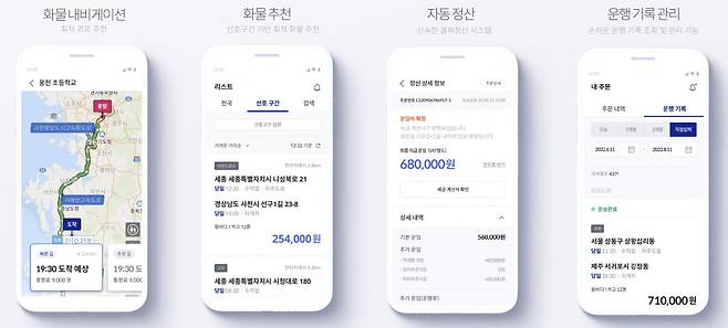 CJ 대한통운 '더 운반' 서비스 화면./더운반