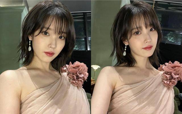 아이유가 광택 있는 입술을 연출했다. 아이유 SNS