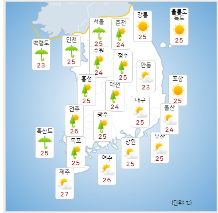 ⓒ기상청: 내일(22일) 오전 전국날씨