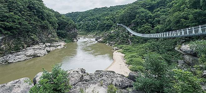 걸을 때마다 흔들리는 출렁다리는 짜릿함을 안겨준다. 사진 최갑수