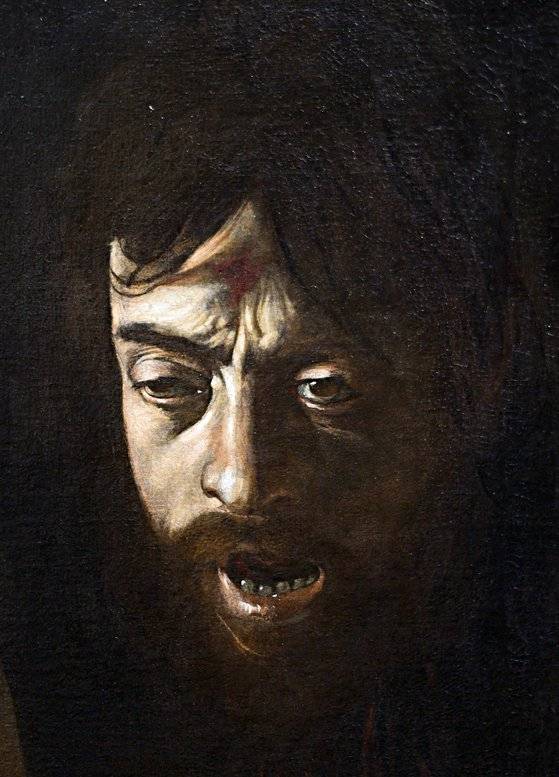 카라바조로 추정되는 인물의 모습. 카라바조의 그림 속에 그려져 있다. [사진 한길사]