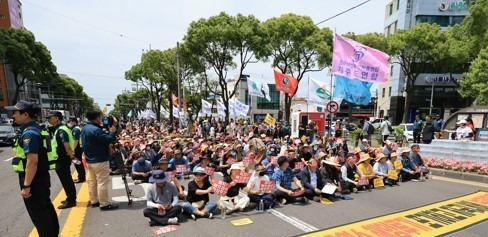 지난 6월 일본 핵오염수 해양투기 저지 제주 범도민대회. 연합뉴스