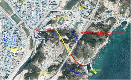 울진군, 해안 도시계획도로 조기 개설 계획 위치도(울진군 제공)