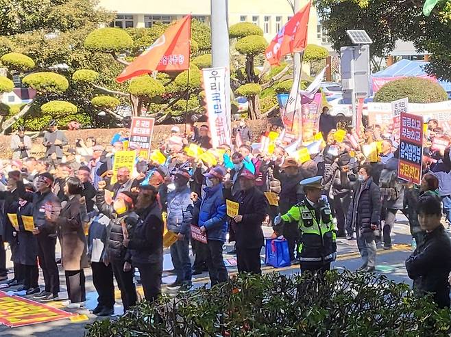 지난 6월 열린 일본 핵오염수 해양투기 저지 제주 범도민대회. 세계일보 자료사진