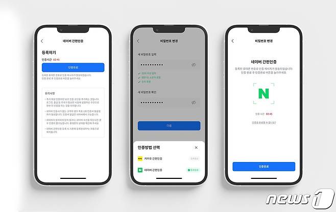 코인원 서비스 내 네이버 간편인증 등록 화면. 코인원 제공