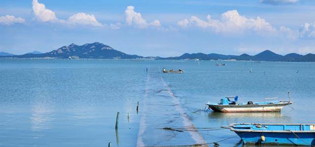 전남 신안군 하의면 옥도리 큰 마을에서 만조시간 바라본 노둣길과 옥도 앞바다 전경. 옥도출장소 장미숙 주무관 제공