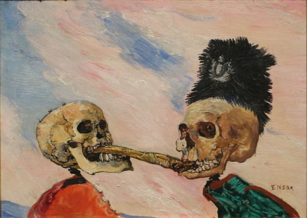 '훈제 청어를 두고 싸우는 해골들'(1891). /브뤼셀 벨기에 왕립미술관 소장