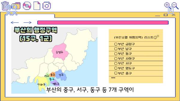 부산의 소멸위험 지역들. 구구절절 영상 캡처본