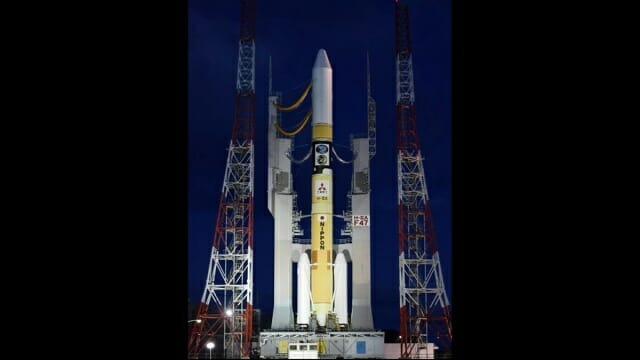 JAXA 슬림 달 착륙선과 구리즘 위성을 탑재한 H2-A 로켓의 모습 (사진=미쓰비시 중공업)