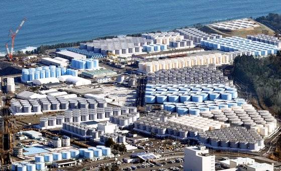 지난 1월19일 촬영된 일본 후쿠시마 제1 원자력발전소의 모습. 원전 내에 오염수를 보관하고 있다. 연합뉴스