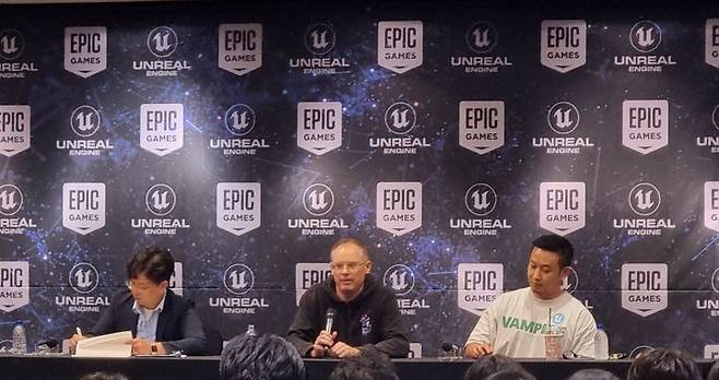 [서울=뉴시스] 오동현 기자 = 4년 만에 방한한 글로벌 게임사 에픽게임즈의 창업자 팀 스위니 대표가 29일 오전 인터컨티넨탈 서울 코엑스에서 미디어 간담회를 개최했다. 2023. 8. 29. odong85@newsis.com  *재판매 및 DB 금지