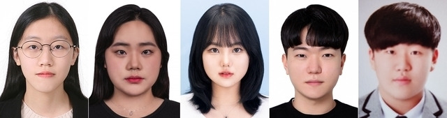 (왼쪽부터) 김나연(21), 황유진(21), 홍수민(19), 이정모(21), 최민관(23)