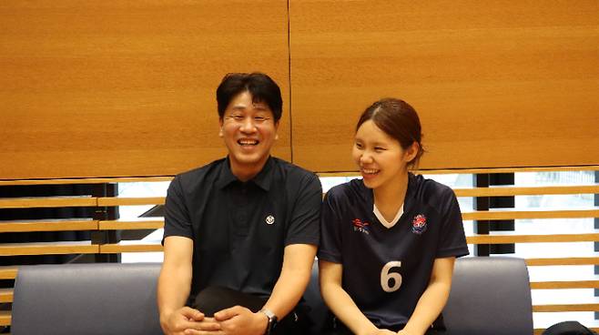 김종민 감독(왼쪽)과 이윤정(오른쪽). 한국도로공사