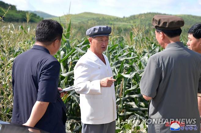 북한 김덕훈 내각총리, 황주군 대동농장 시찰 (평양 조선중앙통신=연합뉴스) 북한 김덕훈 내각 총리가 황주군 대동농장을  현지에서 요해(파악) 했다고 조선중앙통신이 지난 8일 보도했다.2023.8.8 
    [국내에서만 사용가능. 재배포 금지. For Use Only in the Republic of Korea. No Redistribution] nkphoto@yna.co.kr